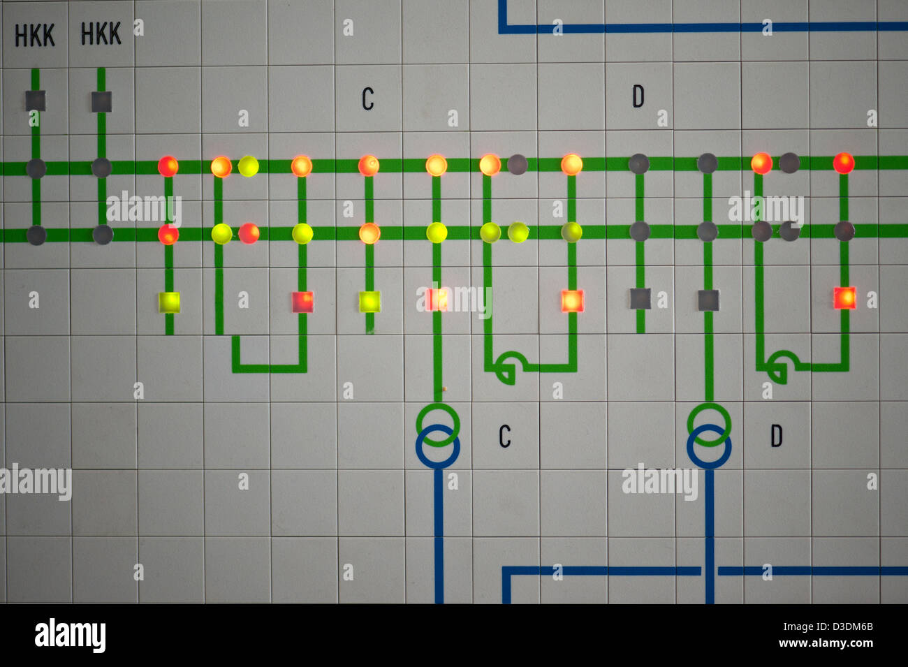 Berlin, Germany, Closeup of a control panel in the control room of