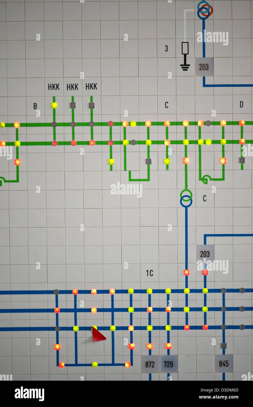 Berlin, Germany, Closeup of a control panel in the control room of
