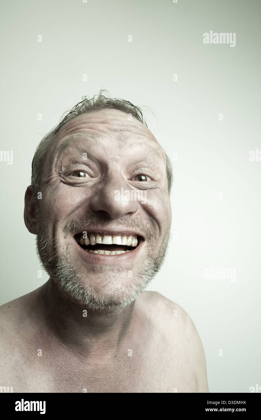 Close up picture of expressive man doing a funny face Stock Photo - Alamy