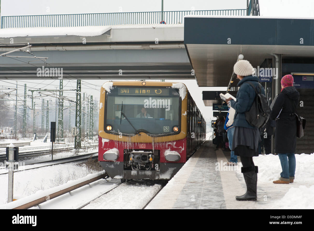 Berlin, Germany, circle line S41 at the approach to the S-Bahn station ...