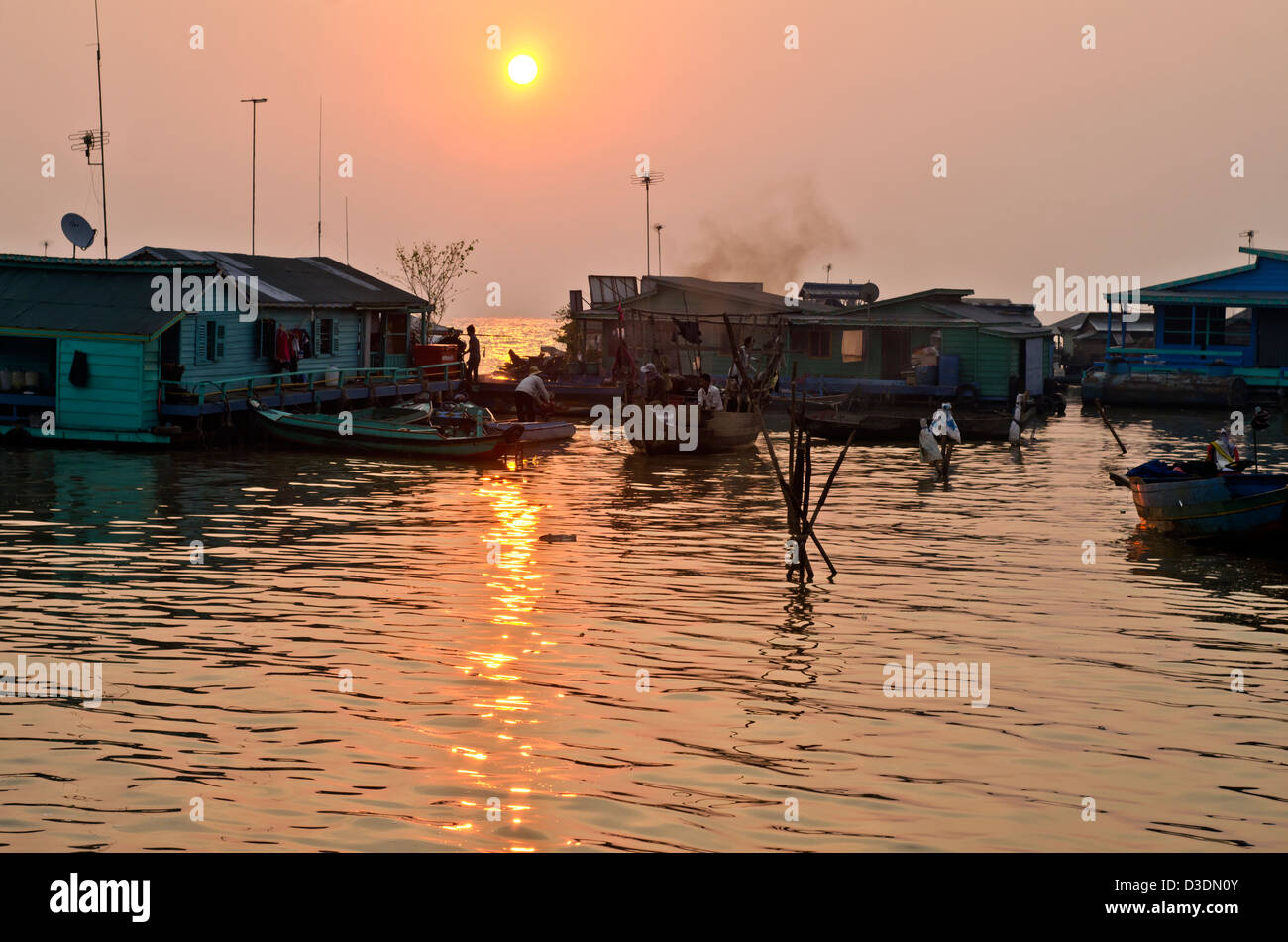 Kampong Luang  ,floating   village,on the western side of the Tonle Sap lake ,Pursat province,Cambodia. Stock Photo