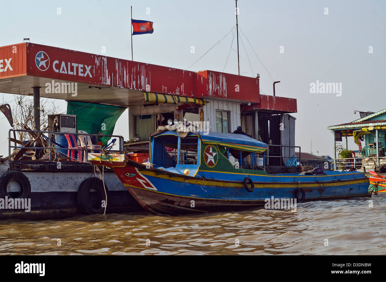 Kampong Luang   floating   village on the western side of the Tonle Sap lake , Pursat province , Cambodia. Stock Photo