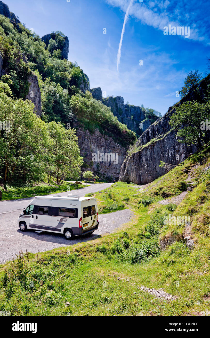 A motorhome in Cheddar Gorge, Somerset, England, UK Stock Photo