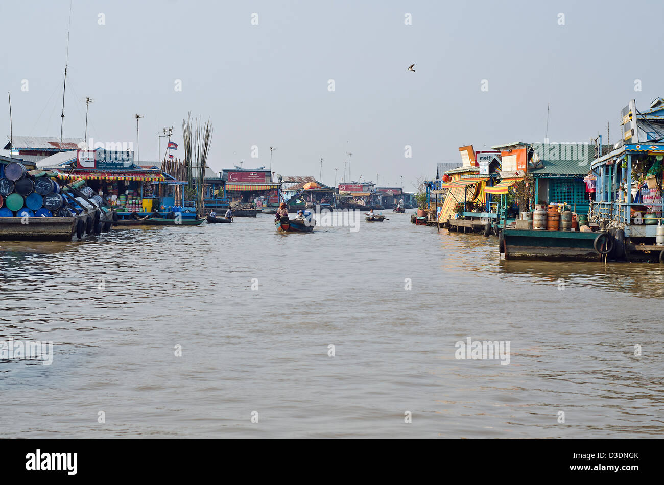 Kampong Luang  floating   village on the western side of the Tonle Sap lake , Pursat province , Cambodia. Stock Photo