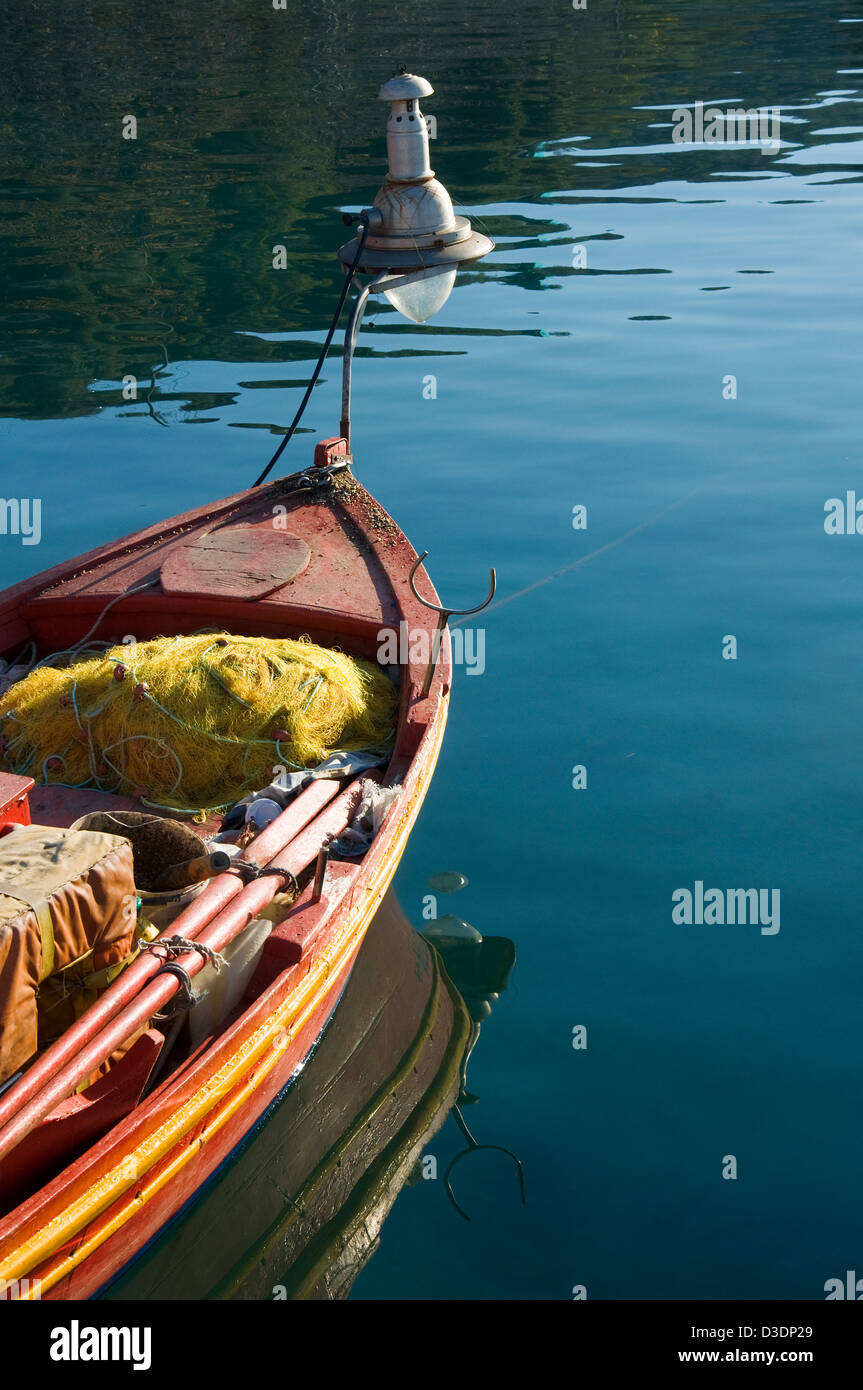 Small Greek fishing boat (detail) Stock Photo