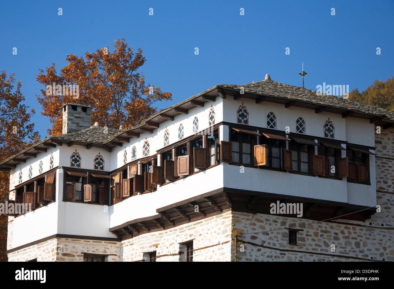 Traditional mansion in the Greek mountain village of Visitza Stock Photo