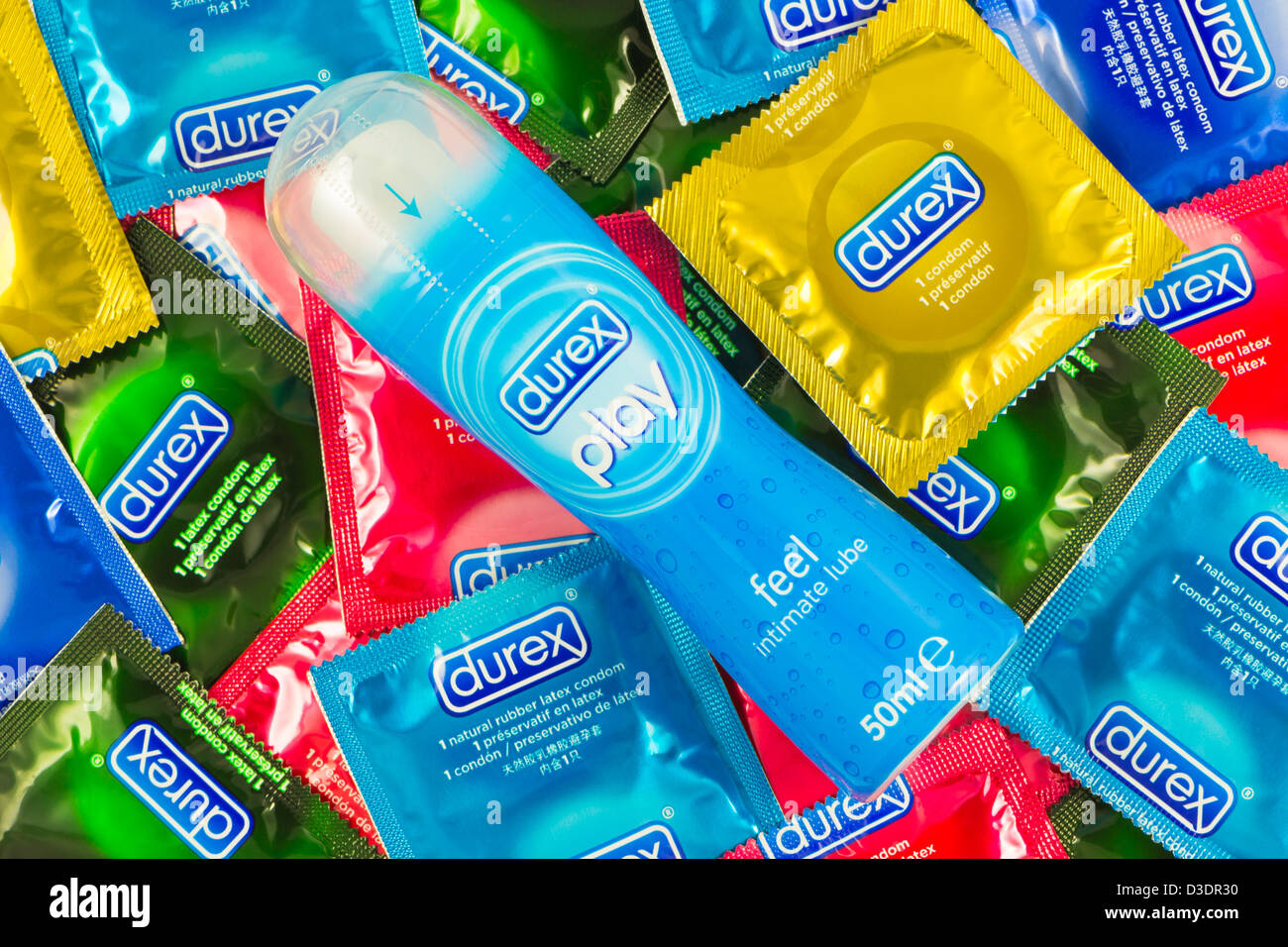Durex condoms and Durex Play intimate lubricant Stock Photo - Alamy