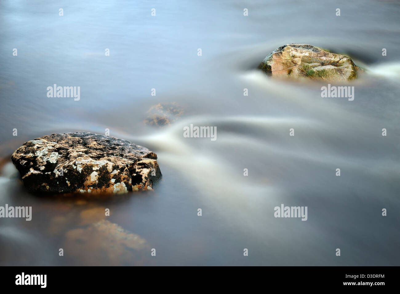silky smooth flowing water, scotish river Stock Photo