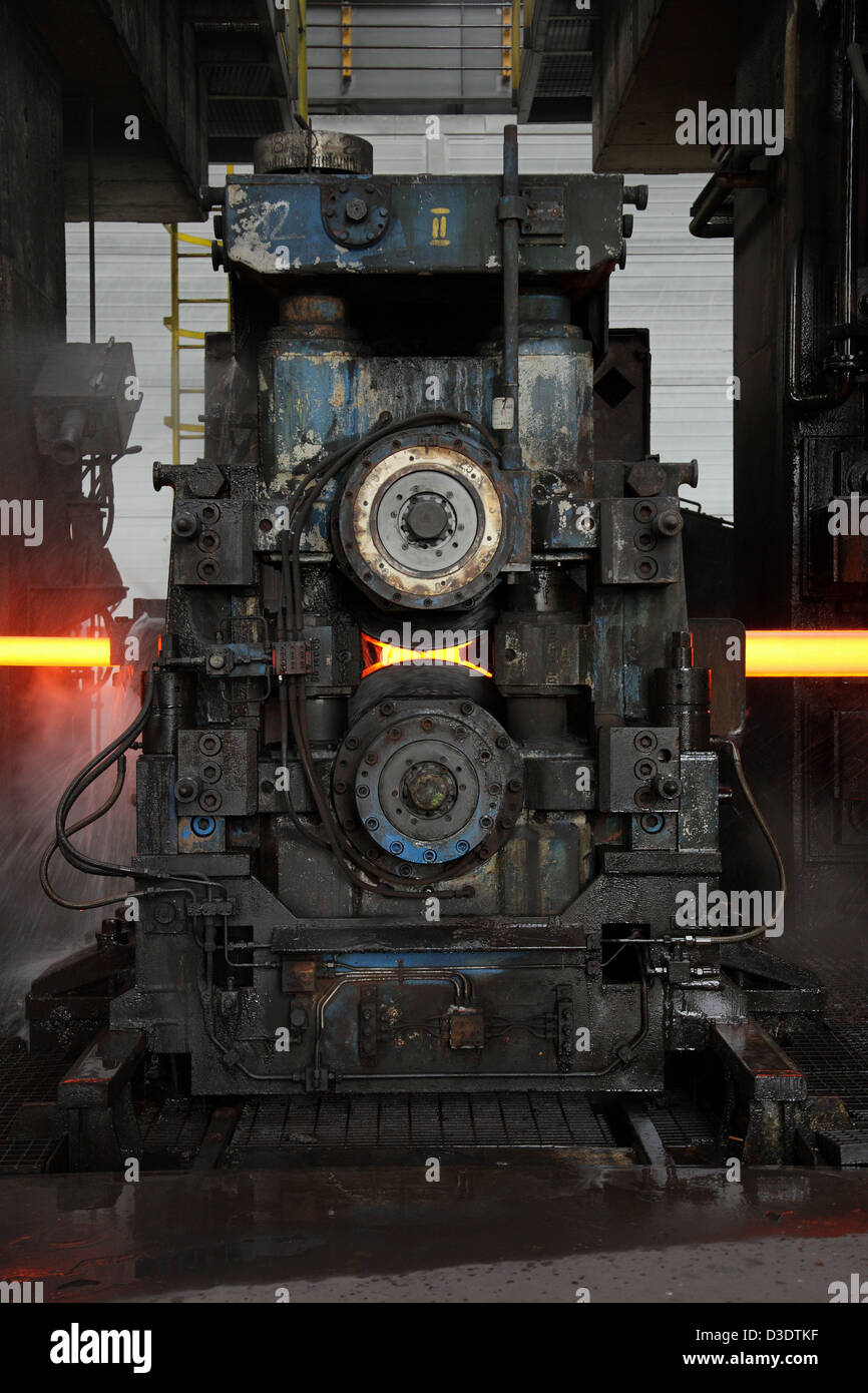 Warsaw, Poland, the steel bar rolling mill in the steel mill