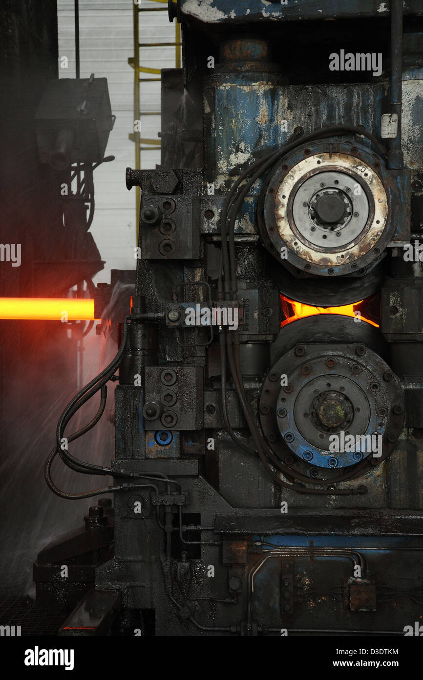 Warsaw, Poland, the steel bar rolling mill in the steel mill