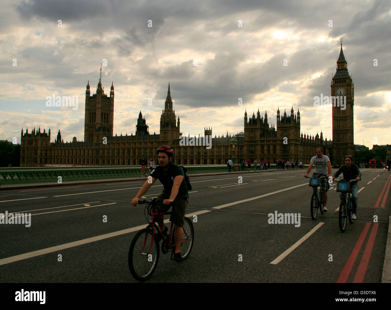 Cyclist in london near House of Parliament, London, England Stock Photo