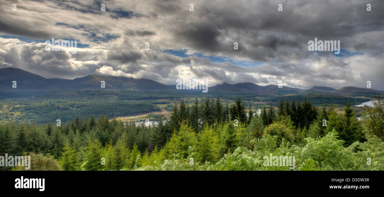 panoramic view overlooking glen garry, scotland Stock Photo