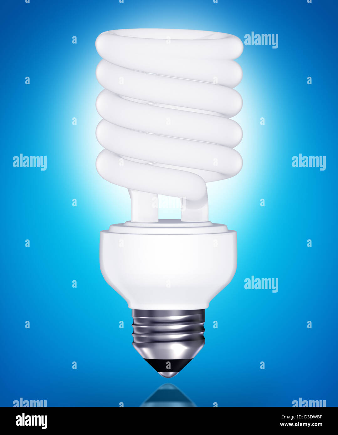 Energy saving light bulb on blue background Stock Photo - Alamy