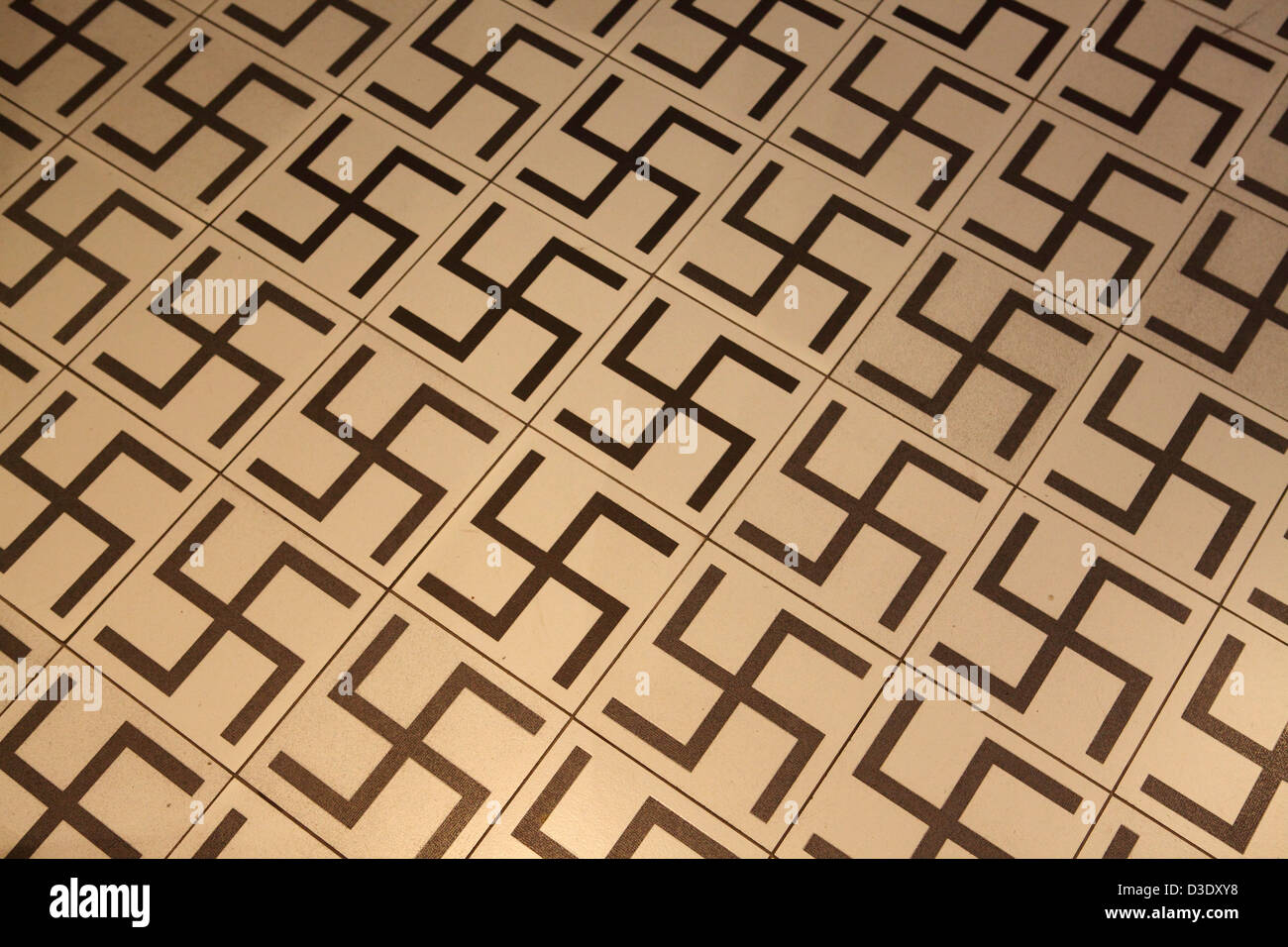 Swastika flooring at the Schindler Factory in Kraków, Poland. Stock Photo