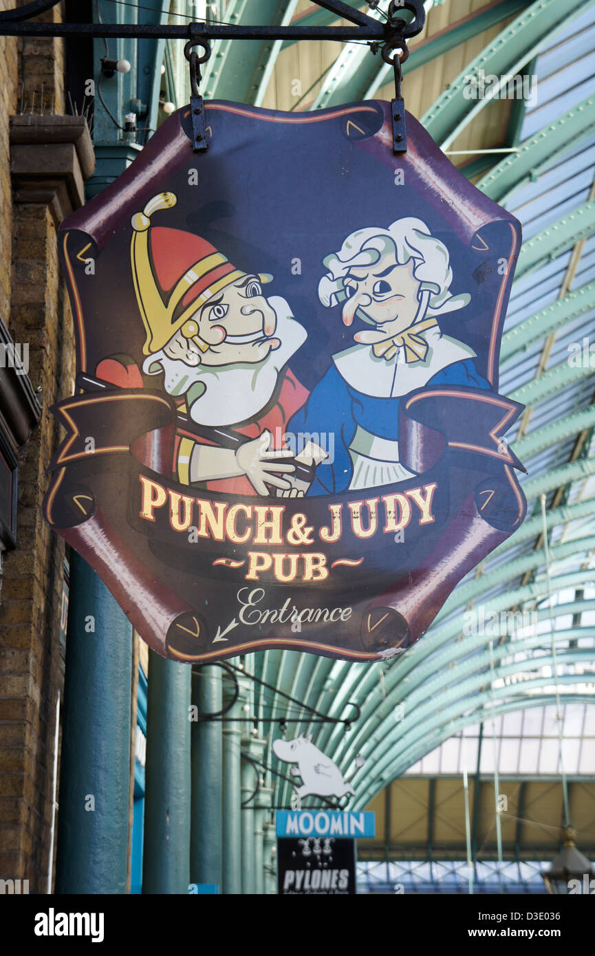 Punch and Judy pub sign at Covent Garden, London, England Stock Photo