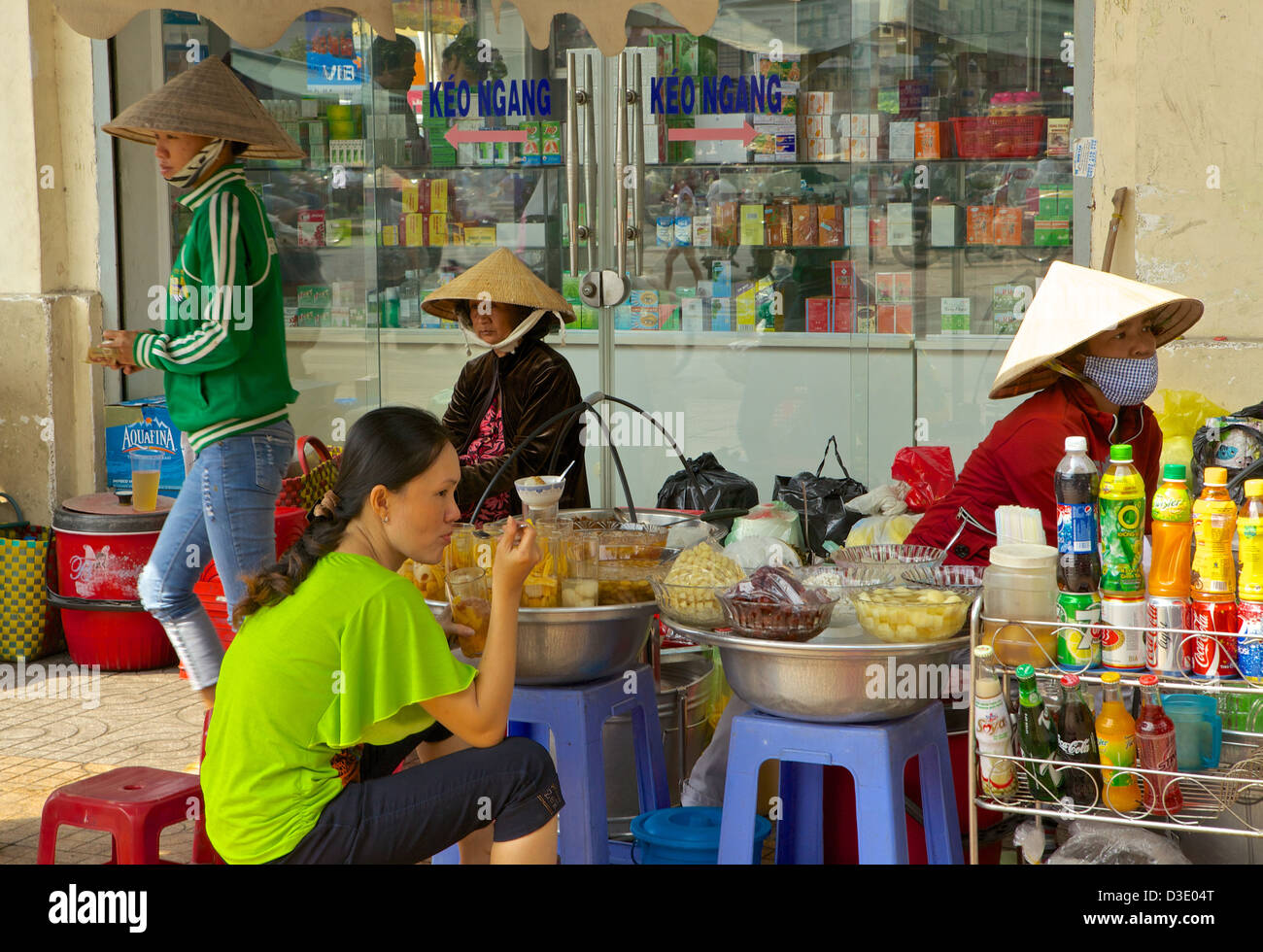 Street vendors outside Cholon Chinese Market Ho Chi Minh City Stock Photo