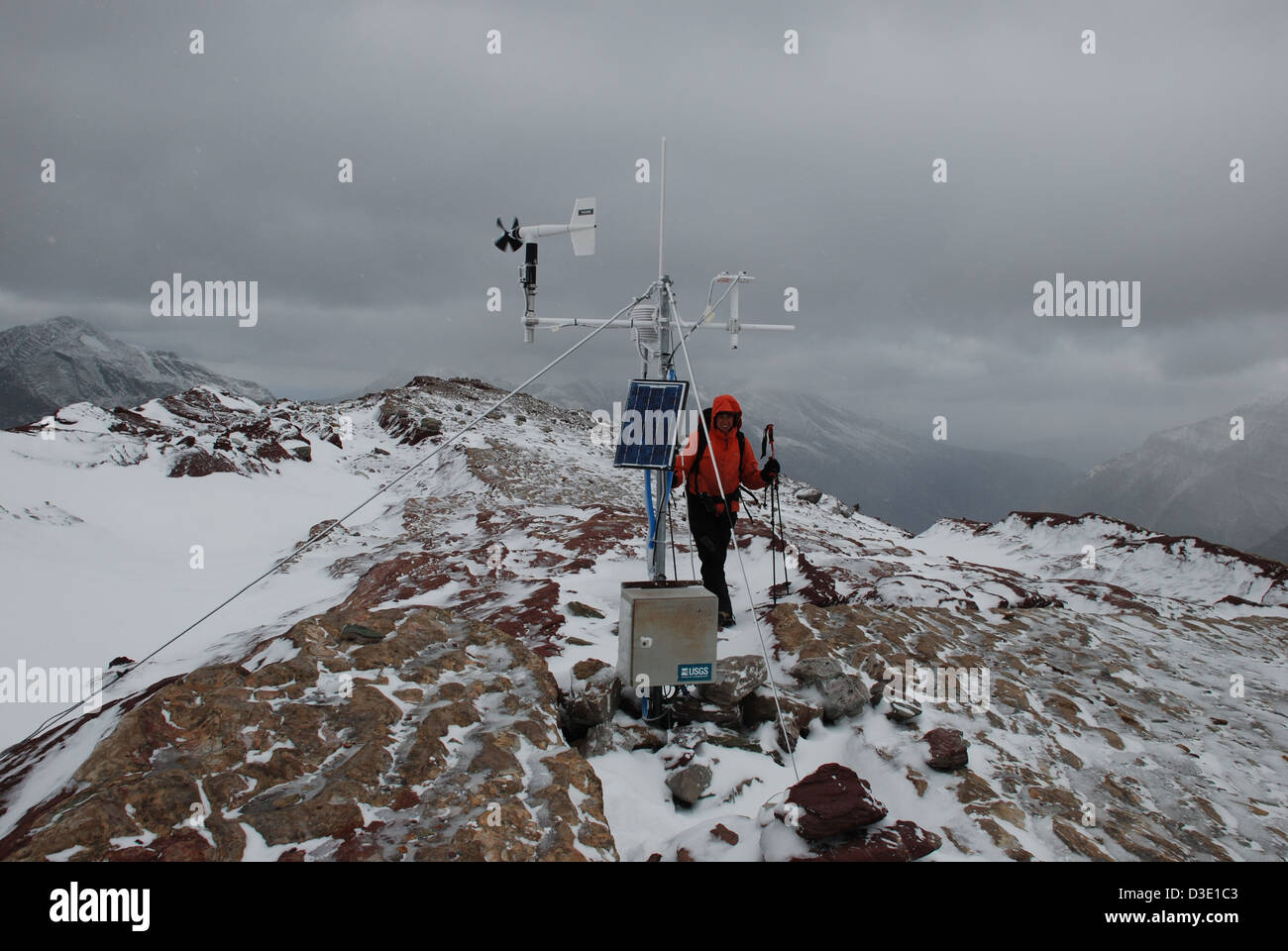 Mountaintop weather station Stock Photo