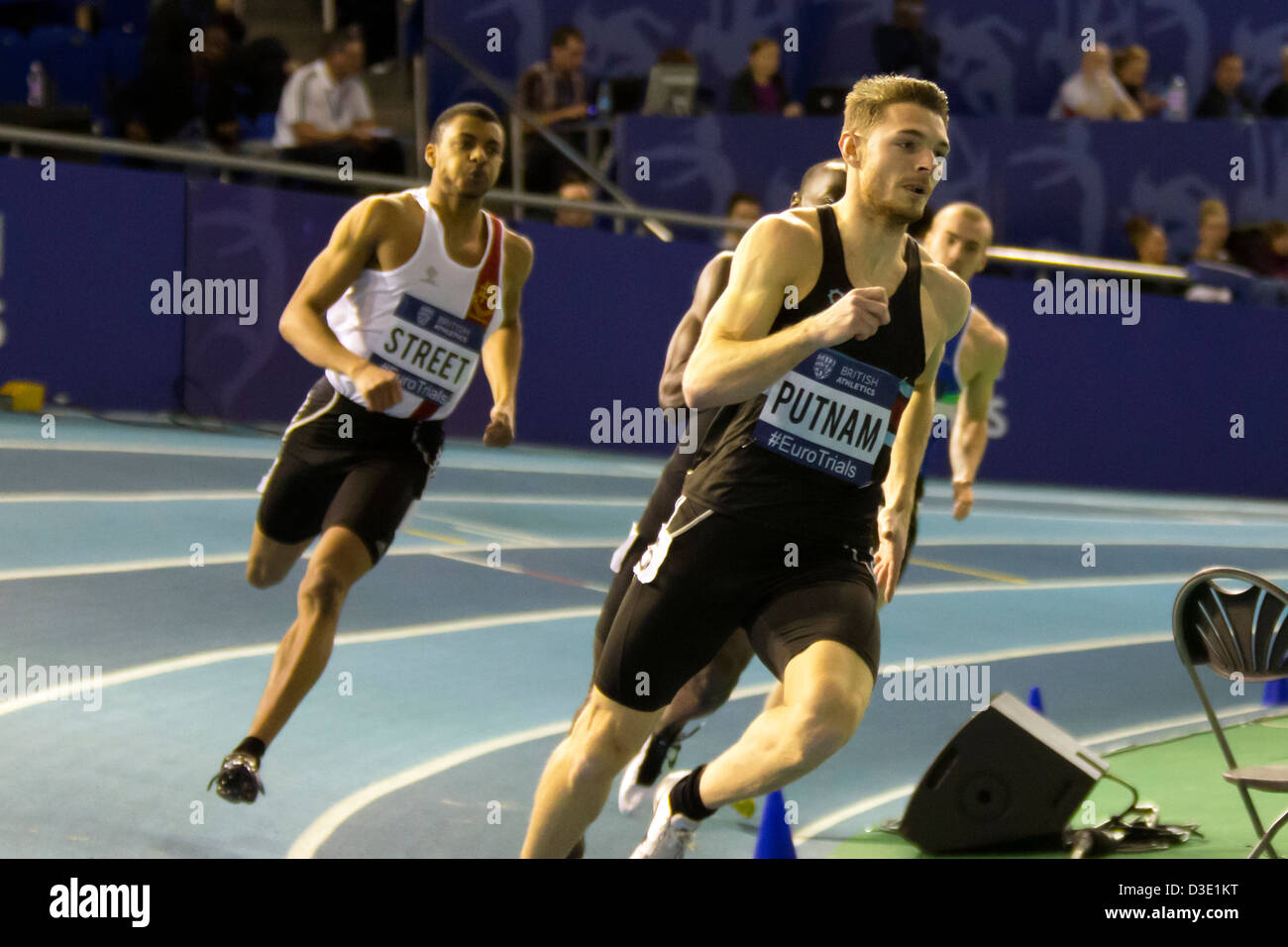 Josh STREET, Dan PUTNAM, 400m Men's Heat 3, 2013 British Athletics European Trials (EIS) Sheffield, UK. Stock Photo