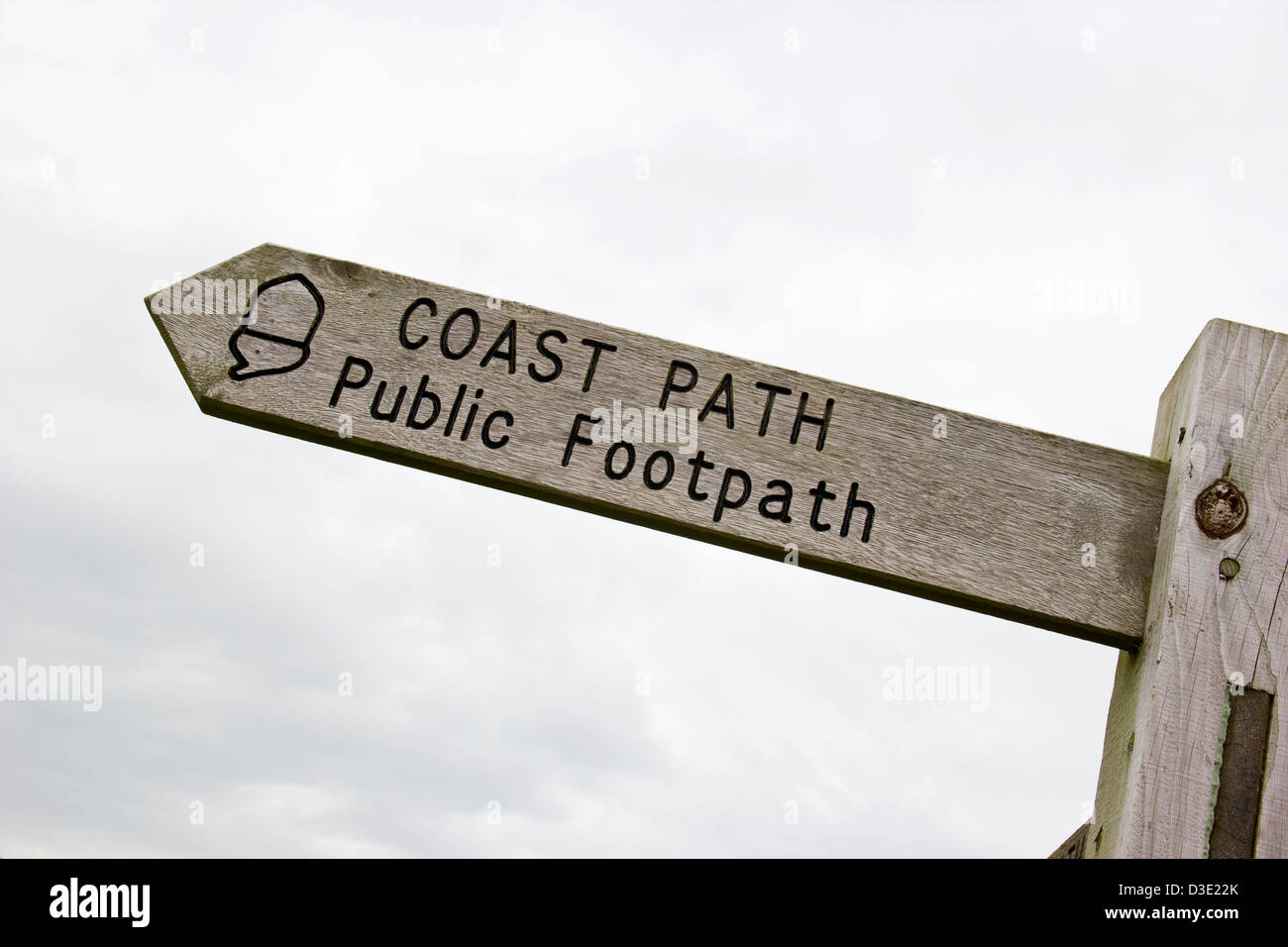 Coast Path Sign Public Footpath Cornwall Stock Photo