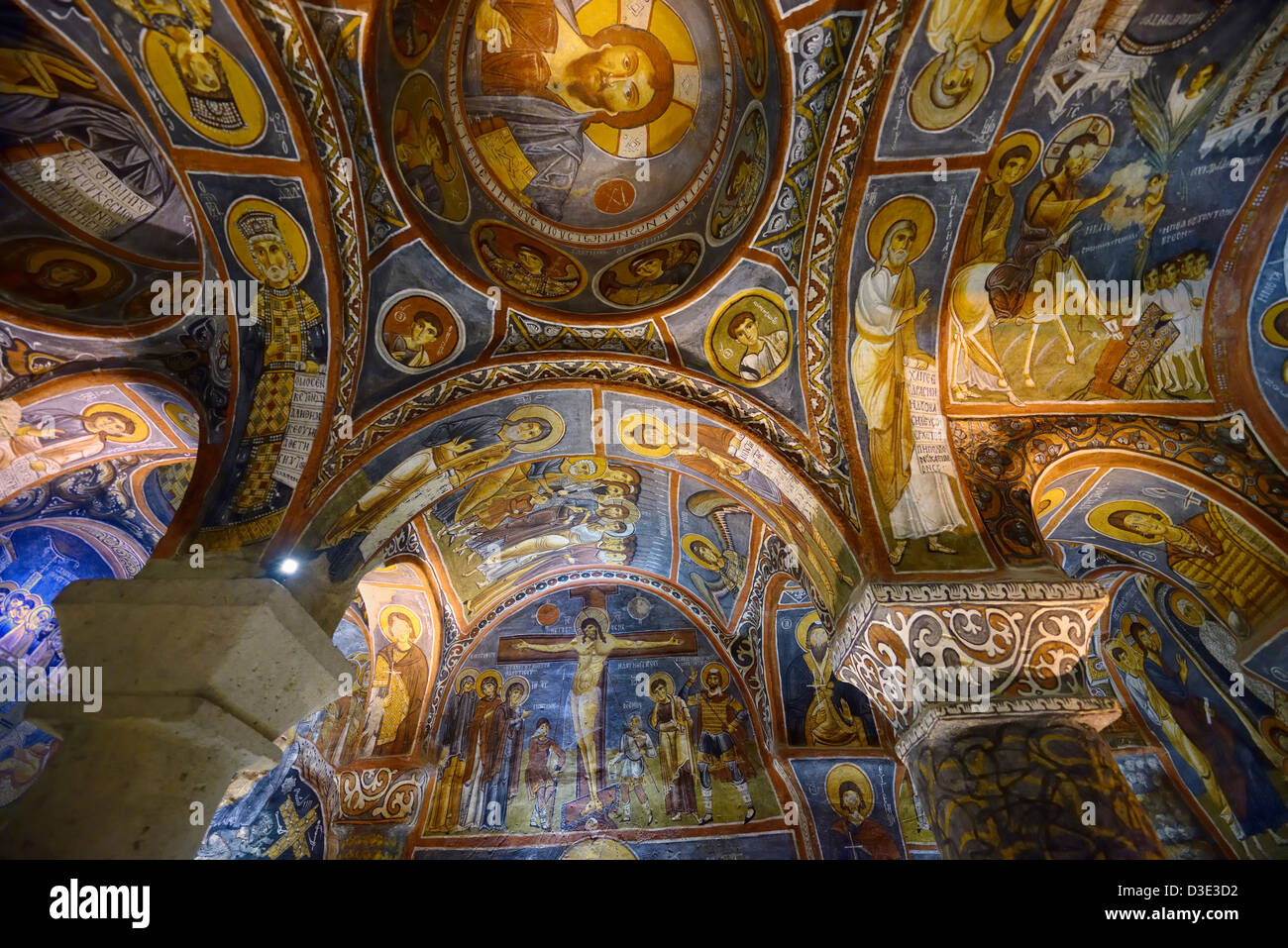 Well preserved frescoes of New Testament scenes in the Dark Church at Goreme Open Air Museum Cappadocia Turkey Stock Photo