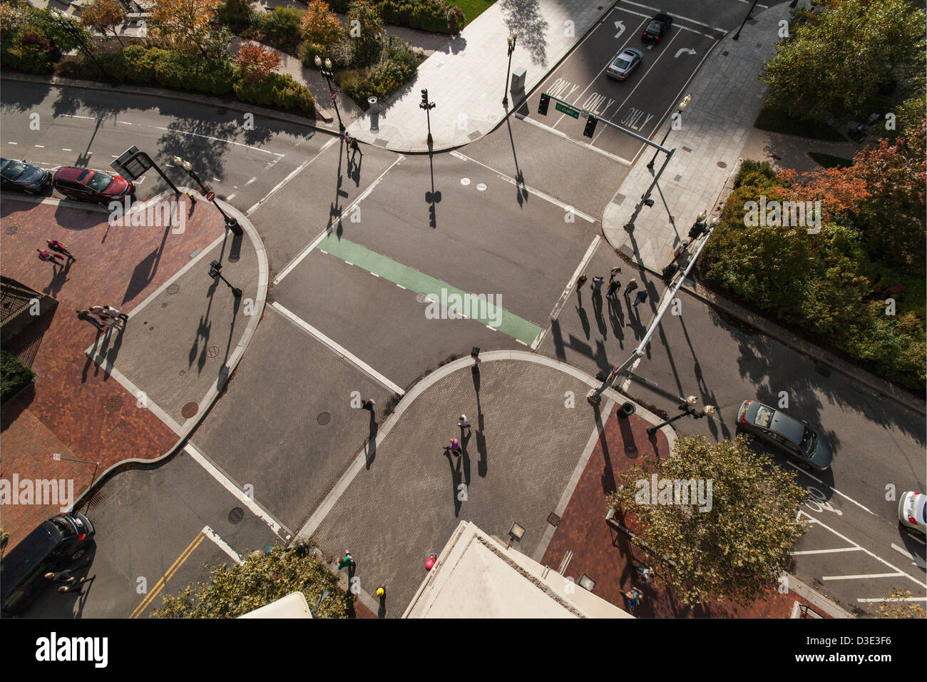 People crossing road, Atlantic Avenue, Boston, Massachusetts, USA Stock