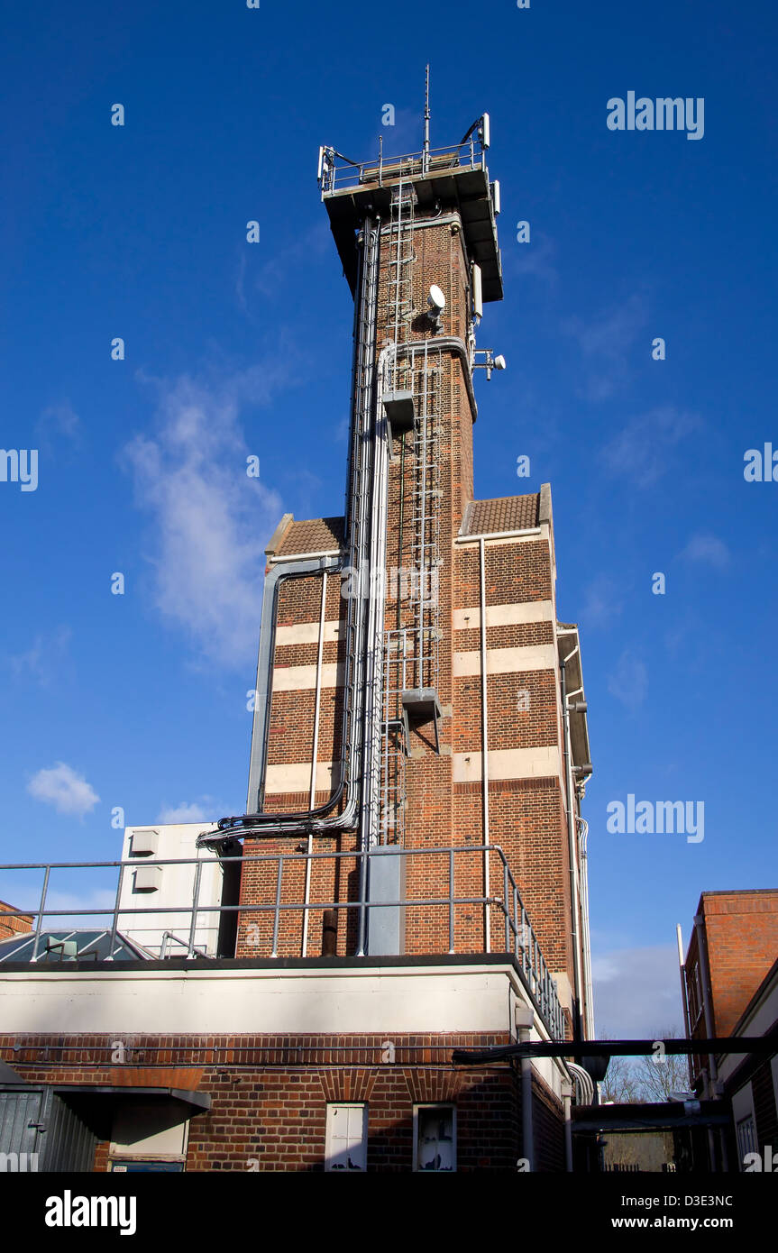 Boiler house Chimney Communication Mast Tower Stock Photo