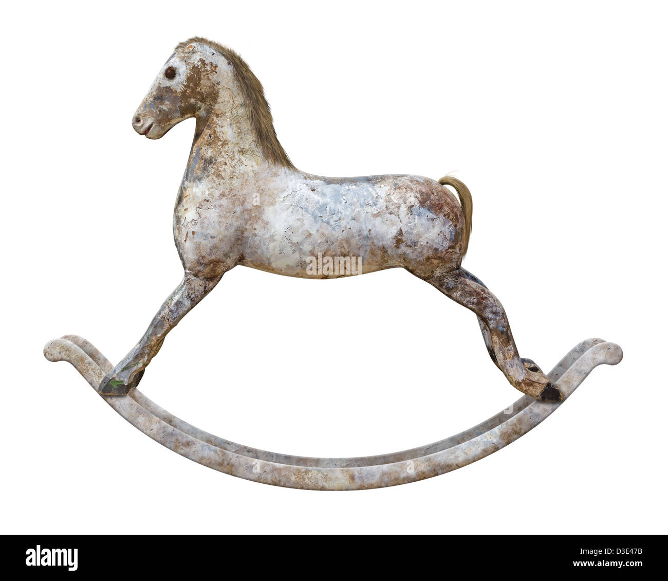 Antique Rocking Horse isolated on a white background Stock Photo