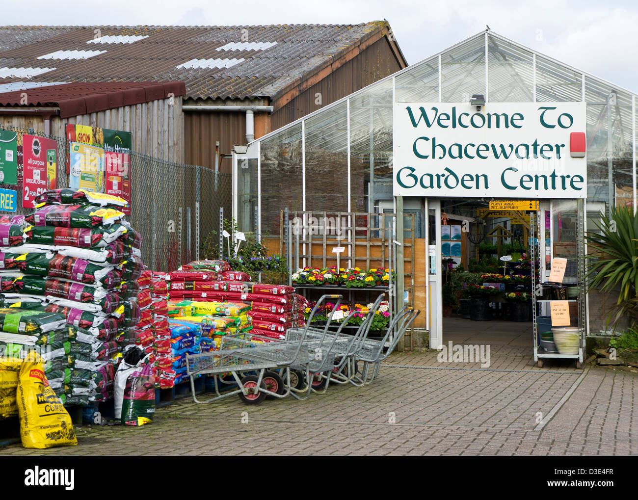 A garden centre in Cornwall, UK Stock Photo