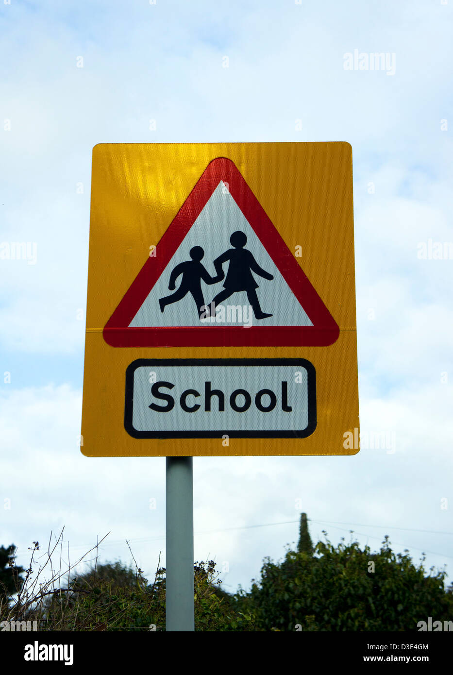 A school warning road sign Stock Photo