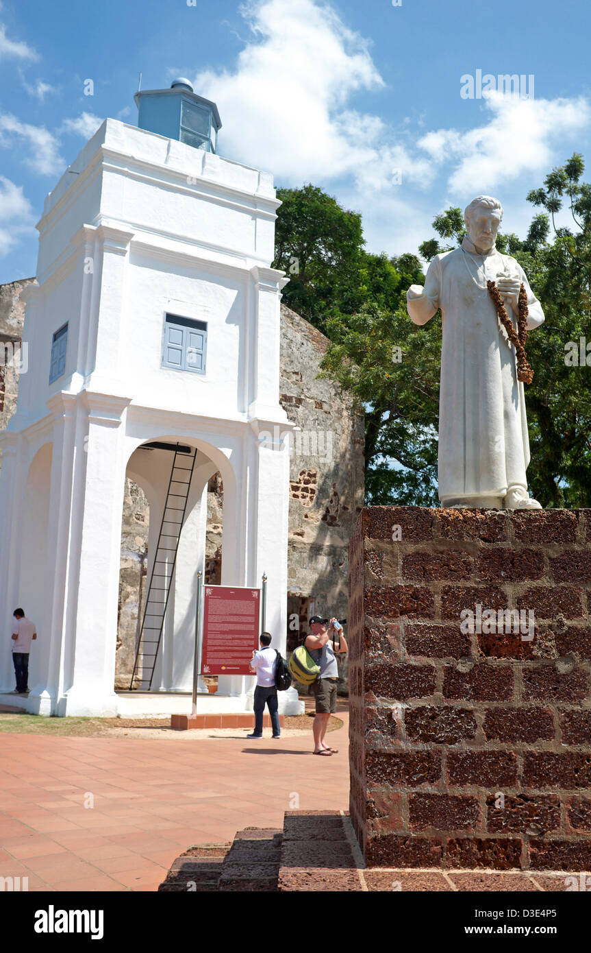 Statue of St. Francis Xavier in front of St. Paul's Church in Melaka