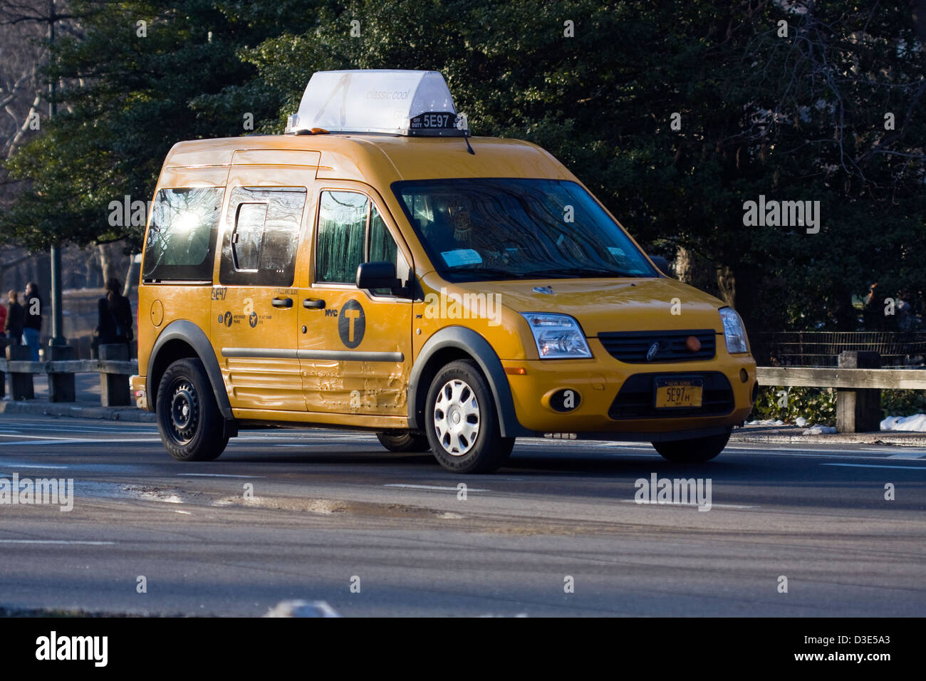 Ford Transit Connext Compact Panel Van developed by Ford Europe used as a NYC Taxi Cab in Central Park in New York City Stock Photo
