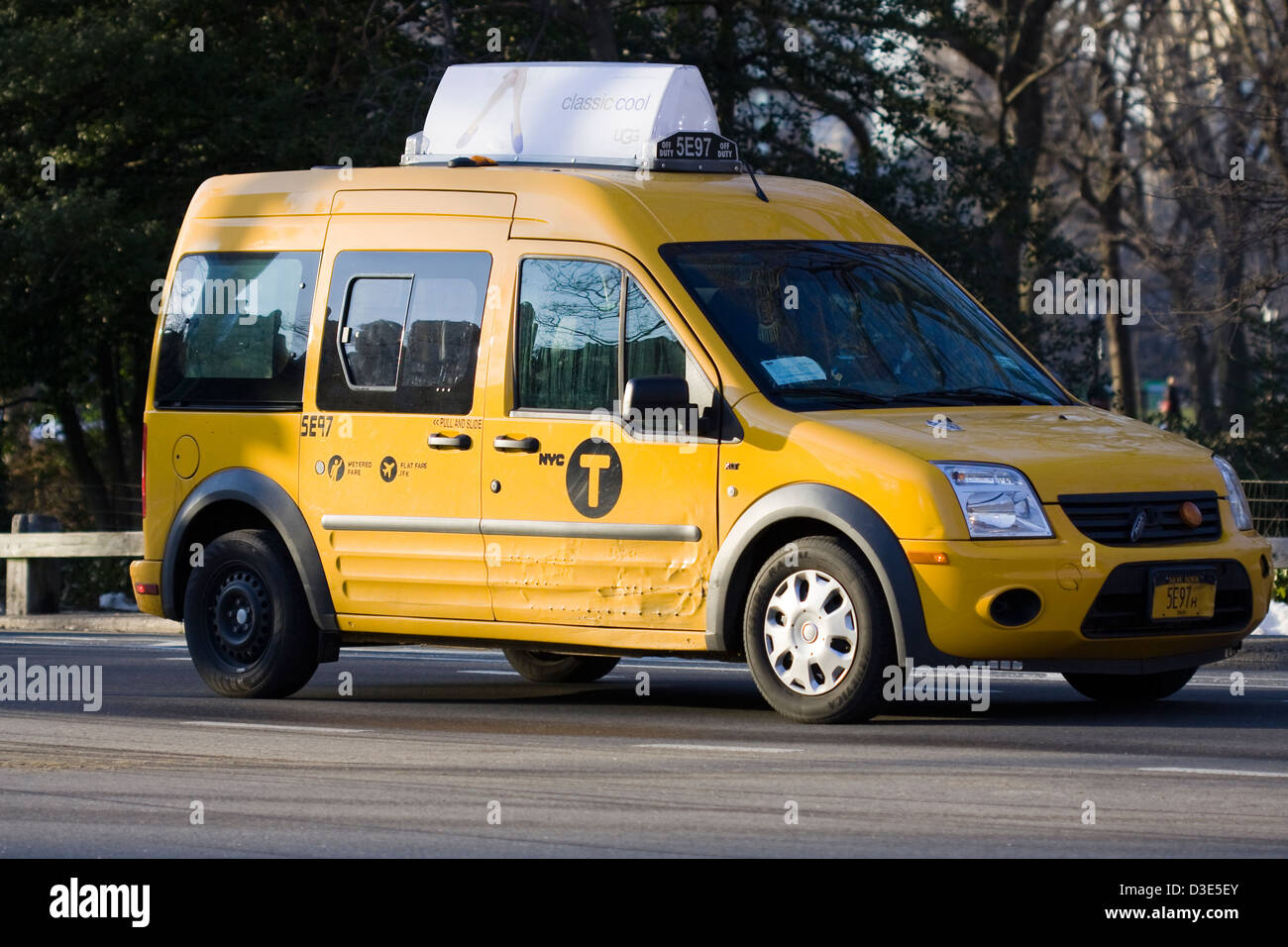 Ford Transit Connext Compact Panel Van developed by Ford Europe used as a NYC Taxi Cab in Central Park in New York City Stock Photo