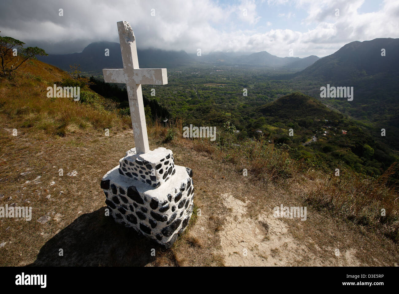 Cross above the town of El Valle, Panama Stock Photo