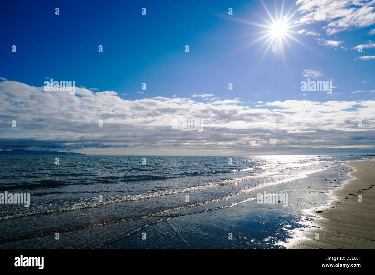 Sunburst, Bishop Beach, Homer, Alaska, USA Stock Photo