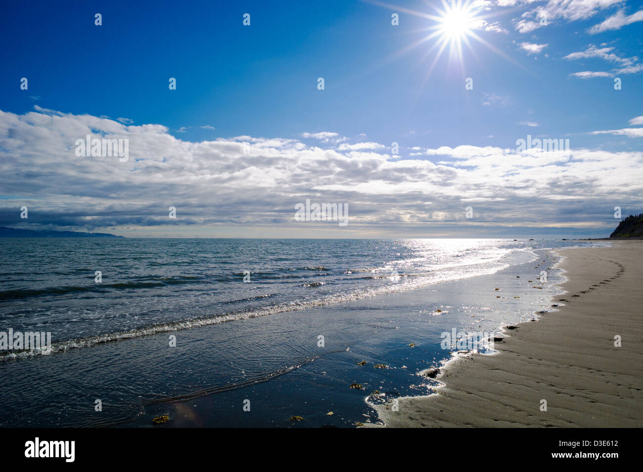 Sunburst, Bishop Beach, Homer, Alaska, USA Stock Photo
