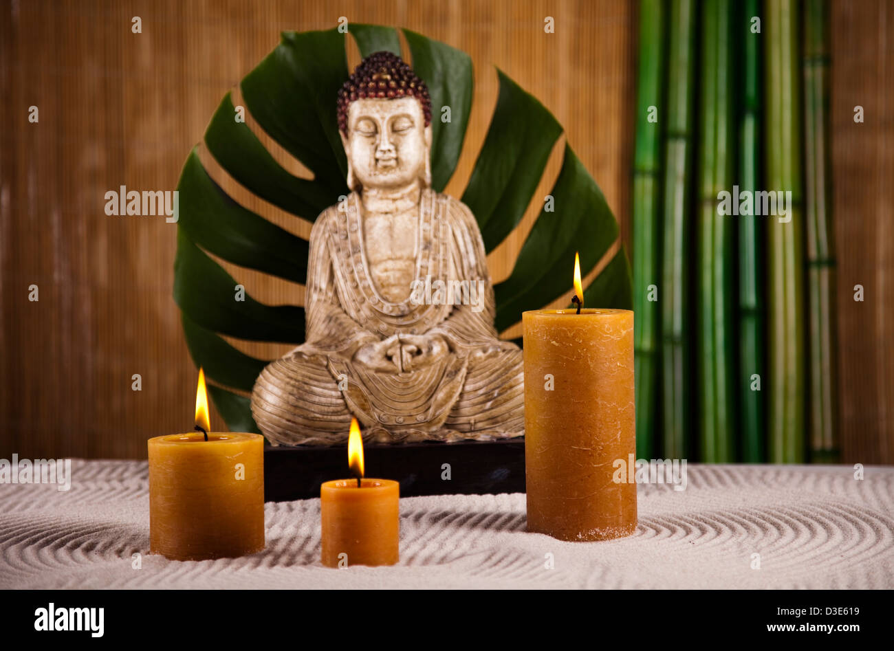 Buddha statue and bamboo Stock Photo - Alamy
