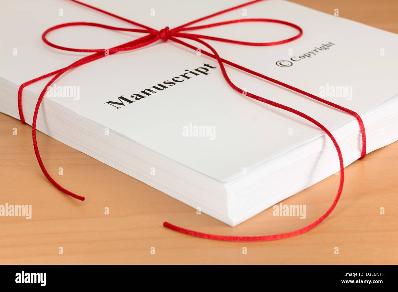 Manuscript from Author with Red Twine Stock Photo