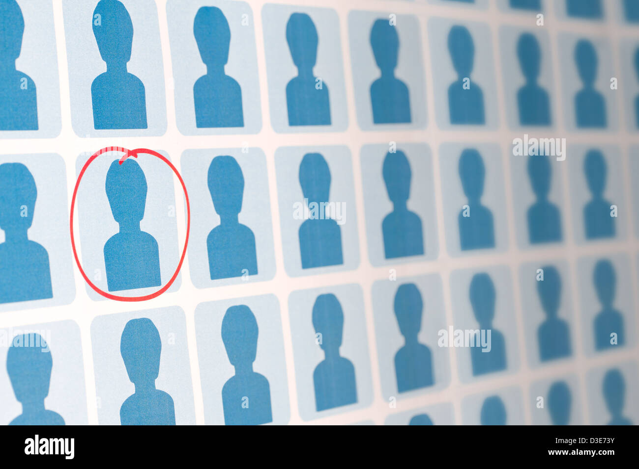 Blue People with One Candidate Selected Stock Photo