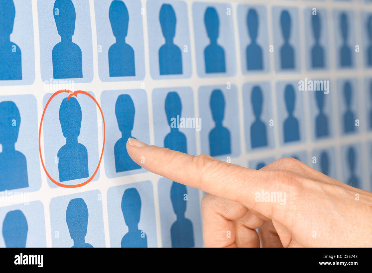 Finger Pointing to Selected Staff Candidate Stock Photo