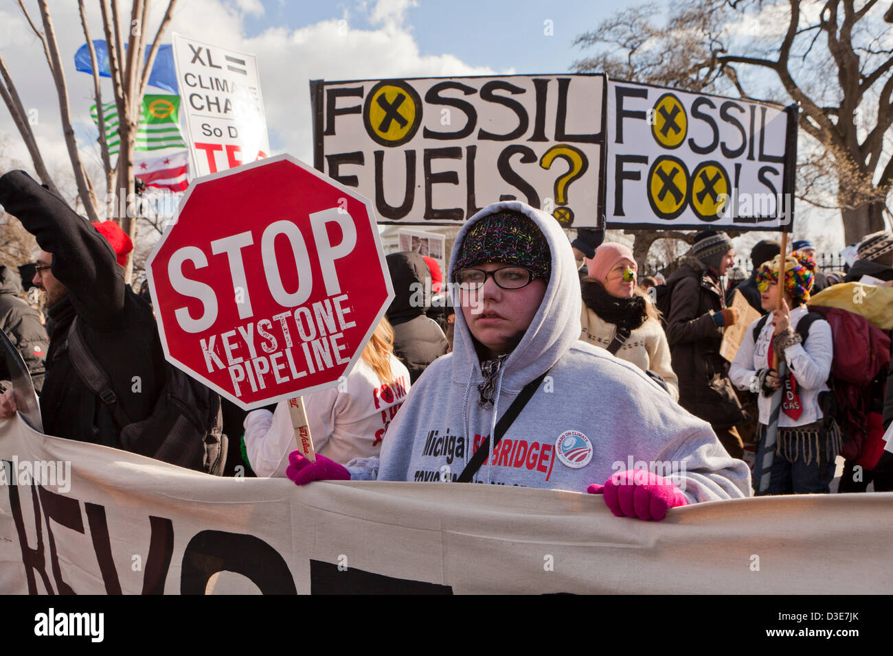 Climate activists protesting - Washington, DC USA Stock Photo