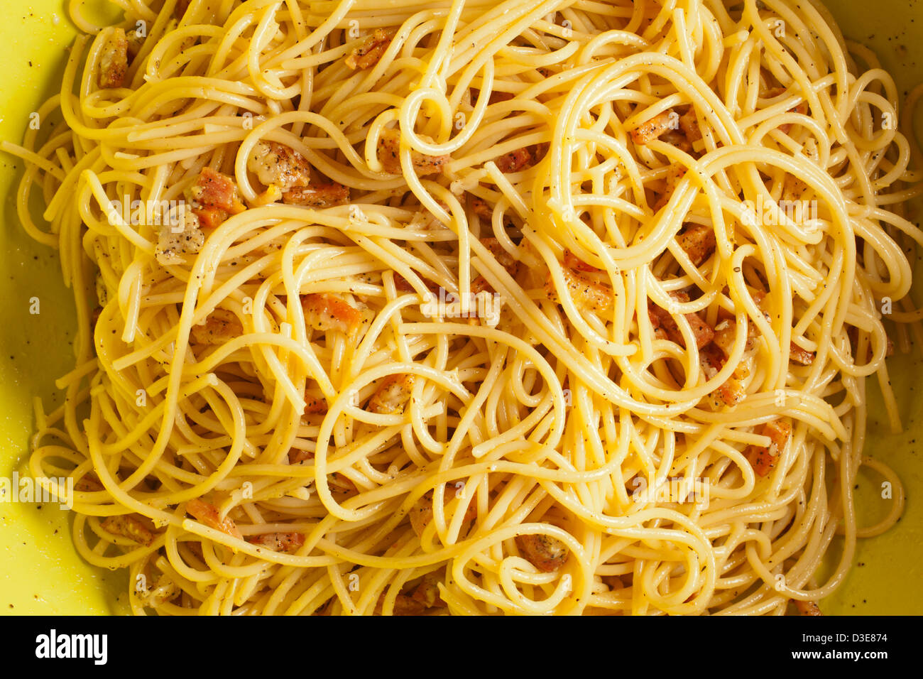 Spaghetti alla carbonara, the Italian classic Stock Photo