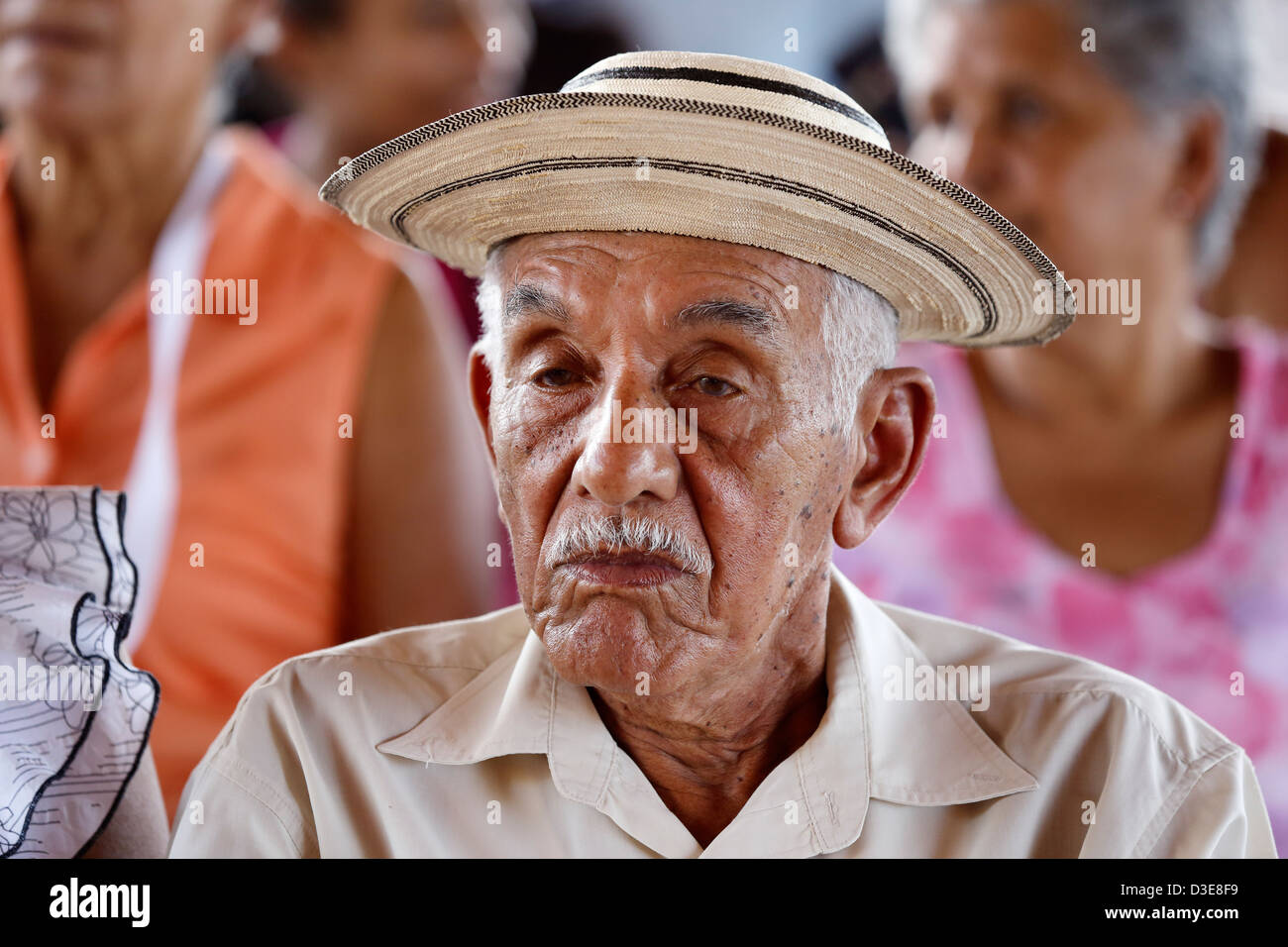 Man wearing a Panama hat, La Pintada, Panama Stock Photo