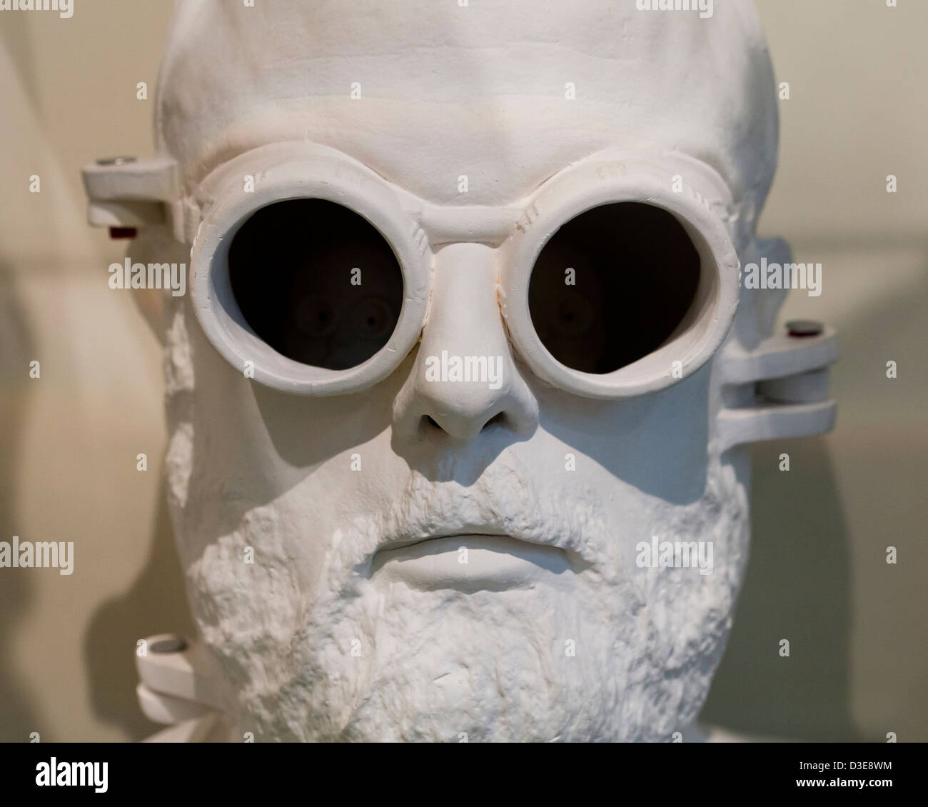 Goggles on face sculpture Stock Photo