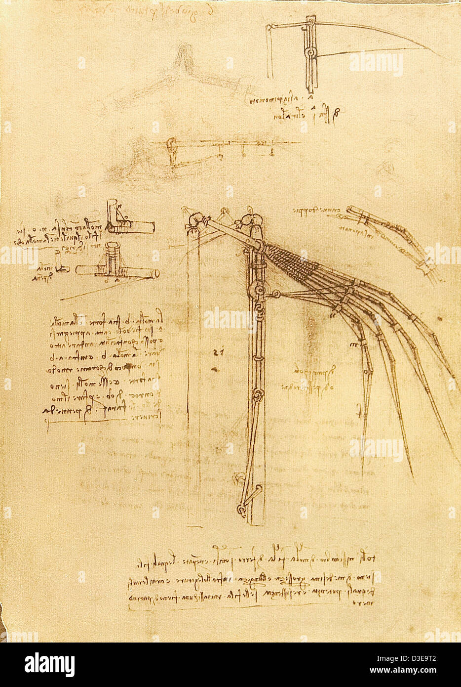 Leonardo da Vinci, Codex Atlanticus. Stock Photo