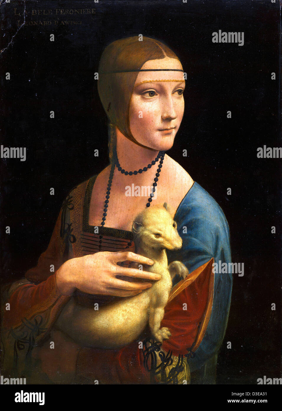 Leonardo da Vinci, Lady with an Ermine 1489-90 Oil on panel. Czartoryski Museum, Krakow Stock Photo