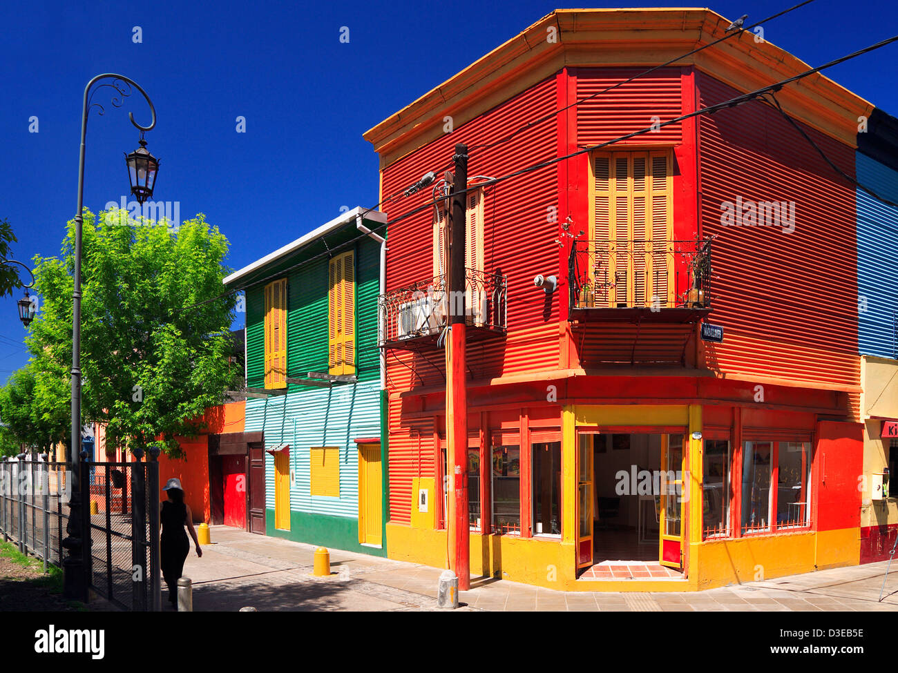 Colorful houses at “La Boca” neighborhood corner, “La Boca” Town