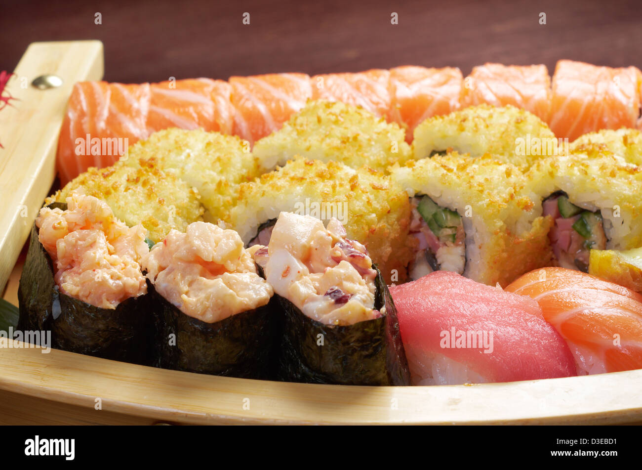 Assorted sushi Japanese food on the ship traditional japanese food