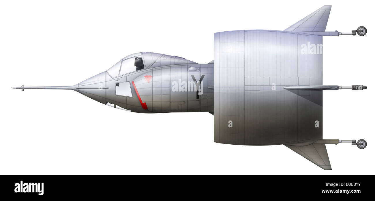 Artist's concept of the SNECMA Coléoptère experimental VTOL aircraft. Stock Photo