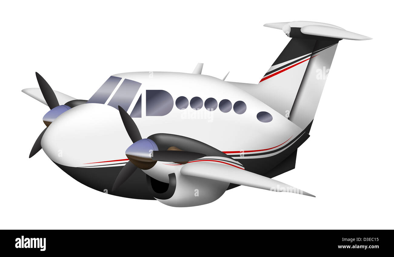 Cartoon illustration of a Beechcraft King Air. Stock Photo