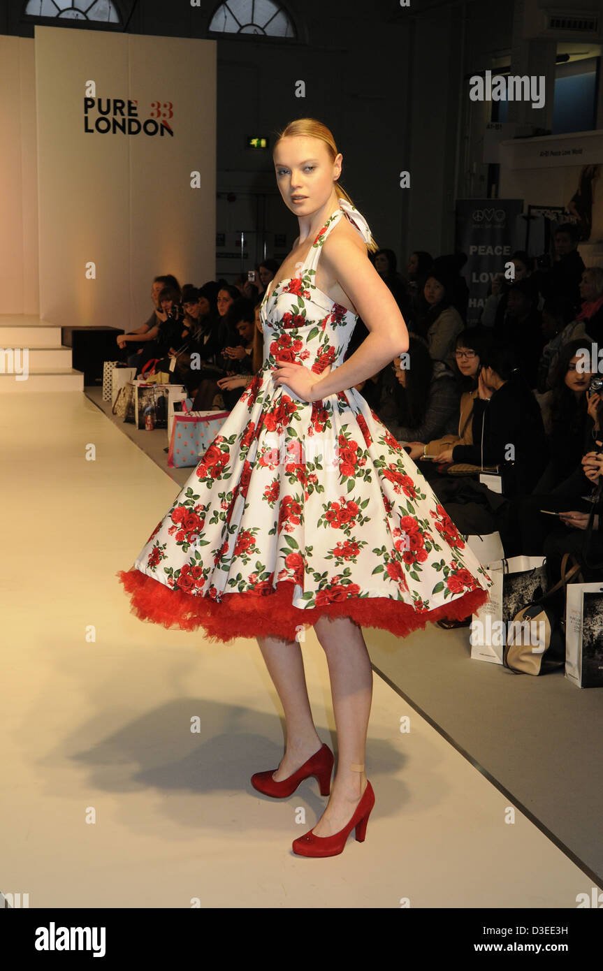 Model On Catwalk At Pure London Stock Photo